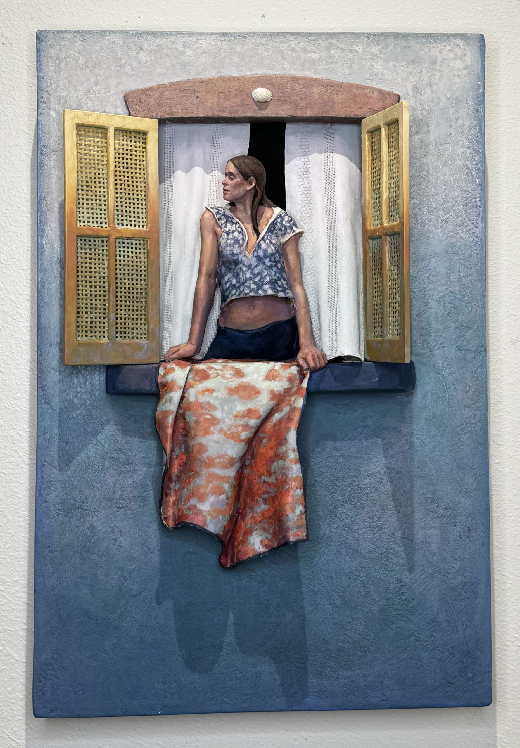 Sea Breeze (2024)oil painted ceramic figure in mixed media, 36 x