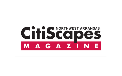 Logo for CitiScapes Northwest Arkansas Magazine, with CitiScapes in large black letters, NORTHWEST ARKANSAS above in smaller text, and MAGAZINE in white letters on a red background below.